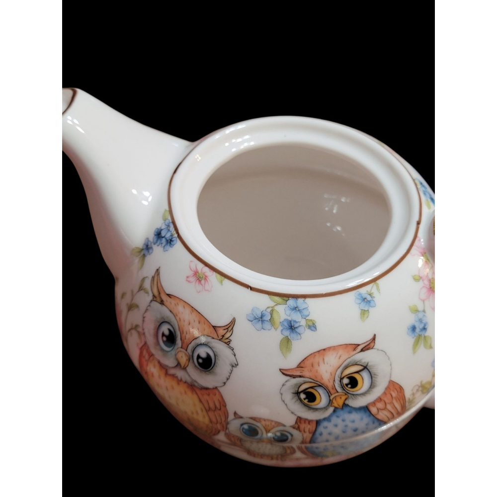 Whimsical and cute! Tea Set For One Owls Nesting Porcelain Teapot and Cup w/ box - Picture 11 of 11